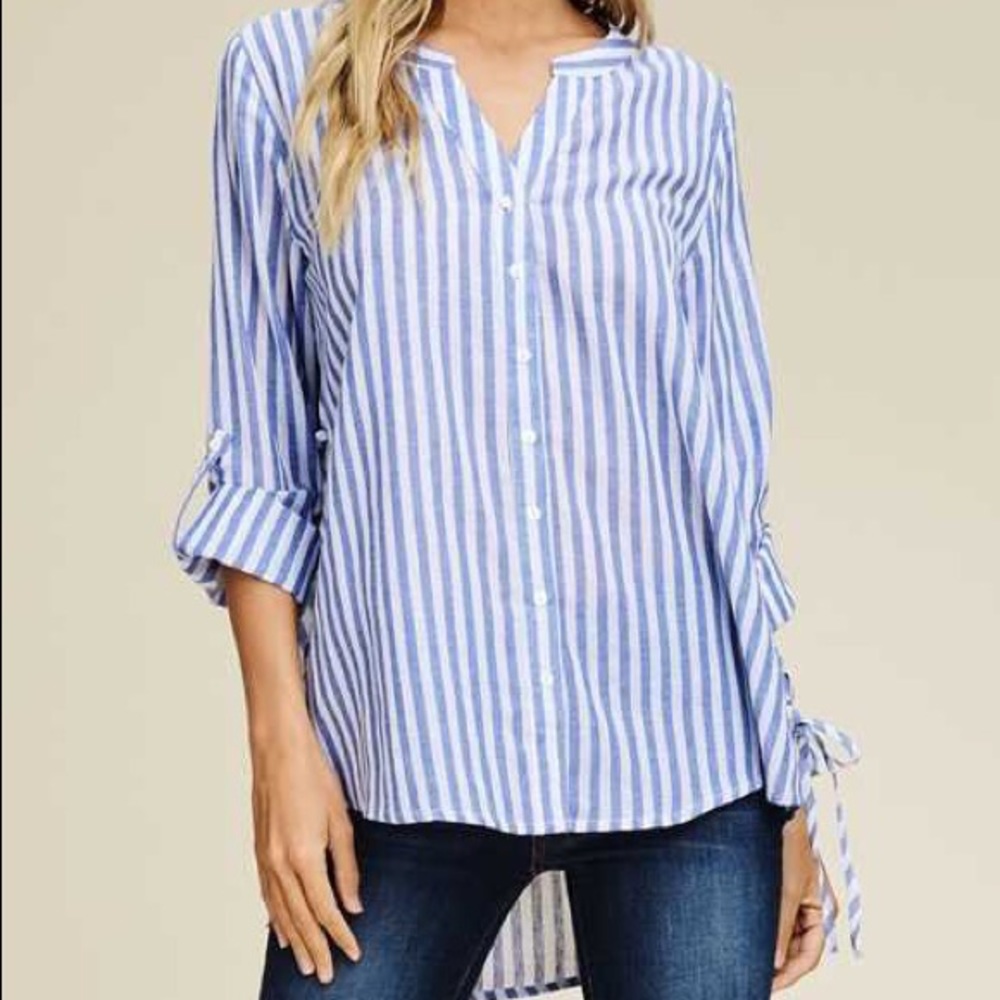 Cute, button down with lace-up sides